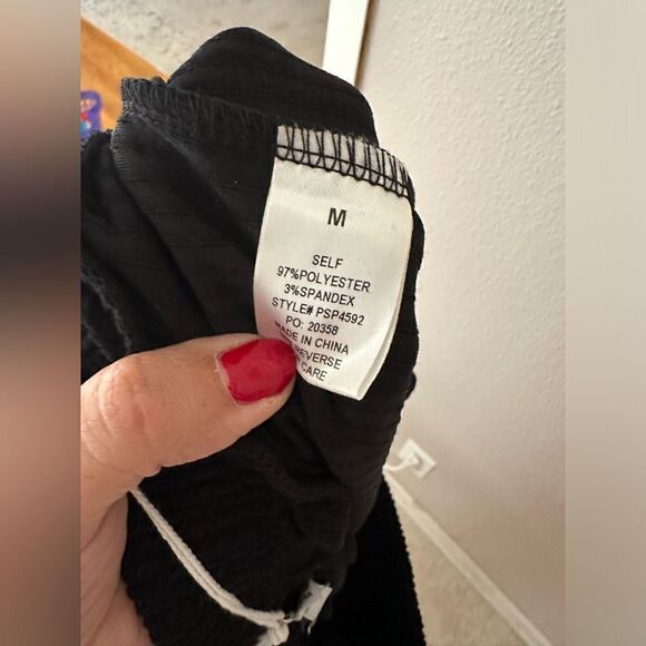 Polagram Well Made Waffle Black Waist Tie Pants Sz M - Picture 9 of 11